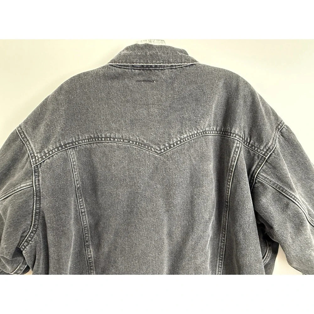 VTG 90s Levis SilverTab Mens Loose Fit Denim Trucker Jacket Washed Black XL